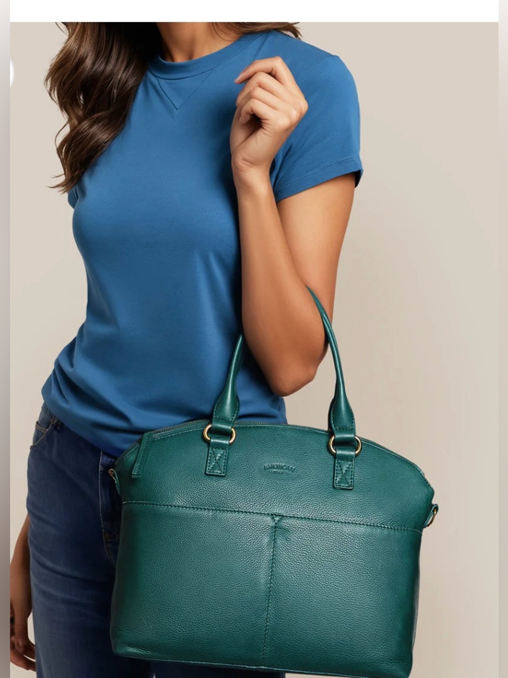 New American Leather Co. Carrie Dome Satchel/crossbody dark teal - Picture 5 of 16